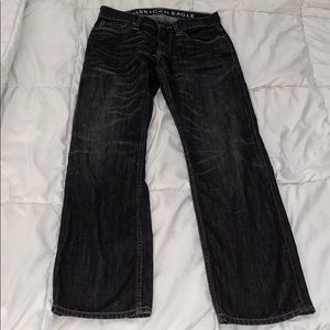 Low Waisted Black Slim Straight Jeans